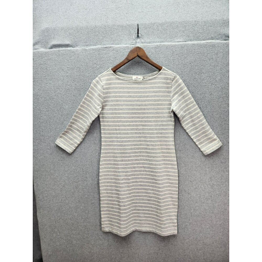 Vineyard Vines Womens Striped Grey Heather Cotton T-Shirt Dress XXS